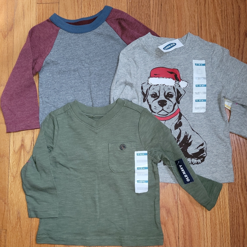 NWT Lot of 3 boys shirts, size 12/12-18 mo